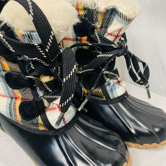 Sporto Original Womens Boot 6M Duck Boot‎ Black with Plaid Print - Picture 8 of 16